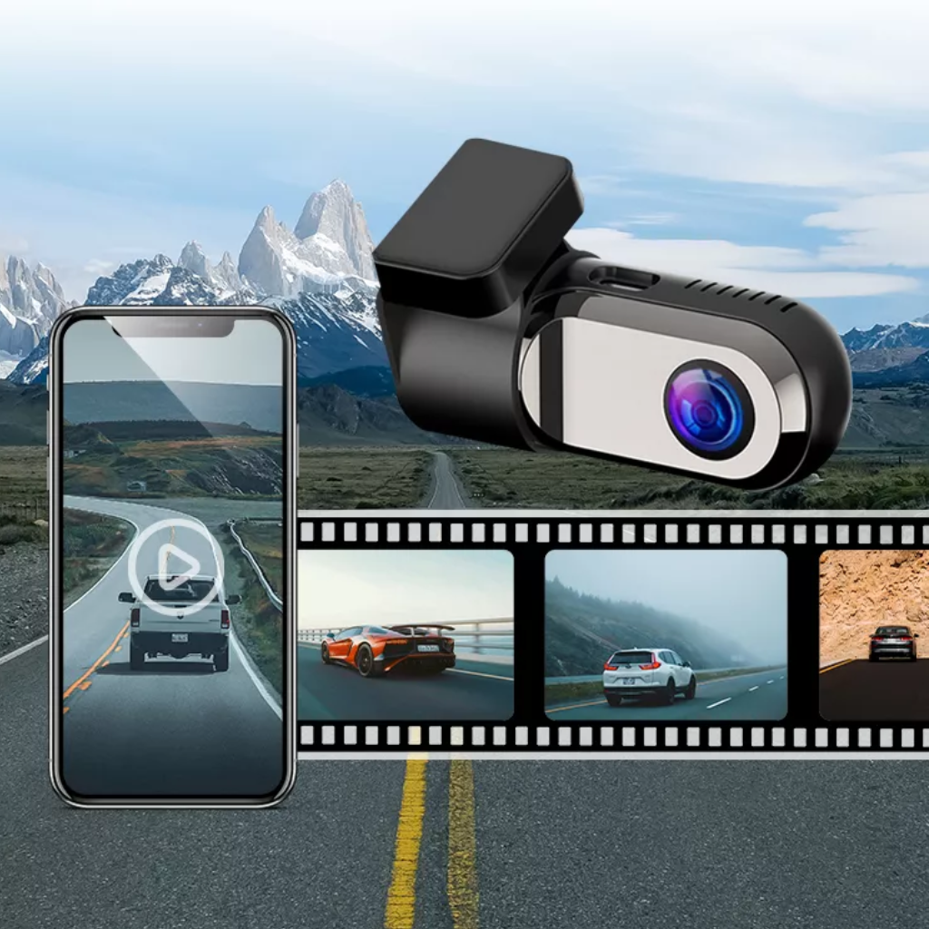 Mini caméra HD de tableau de bord – Enregistreur vidéo pour voiture avec moniteur 24h et connectivité USB/WiFi