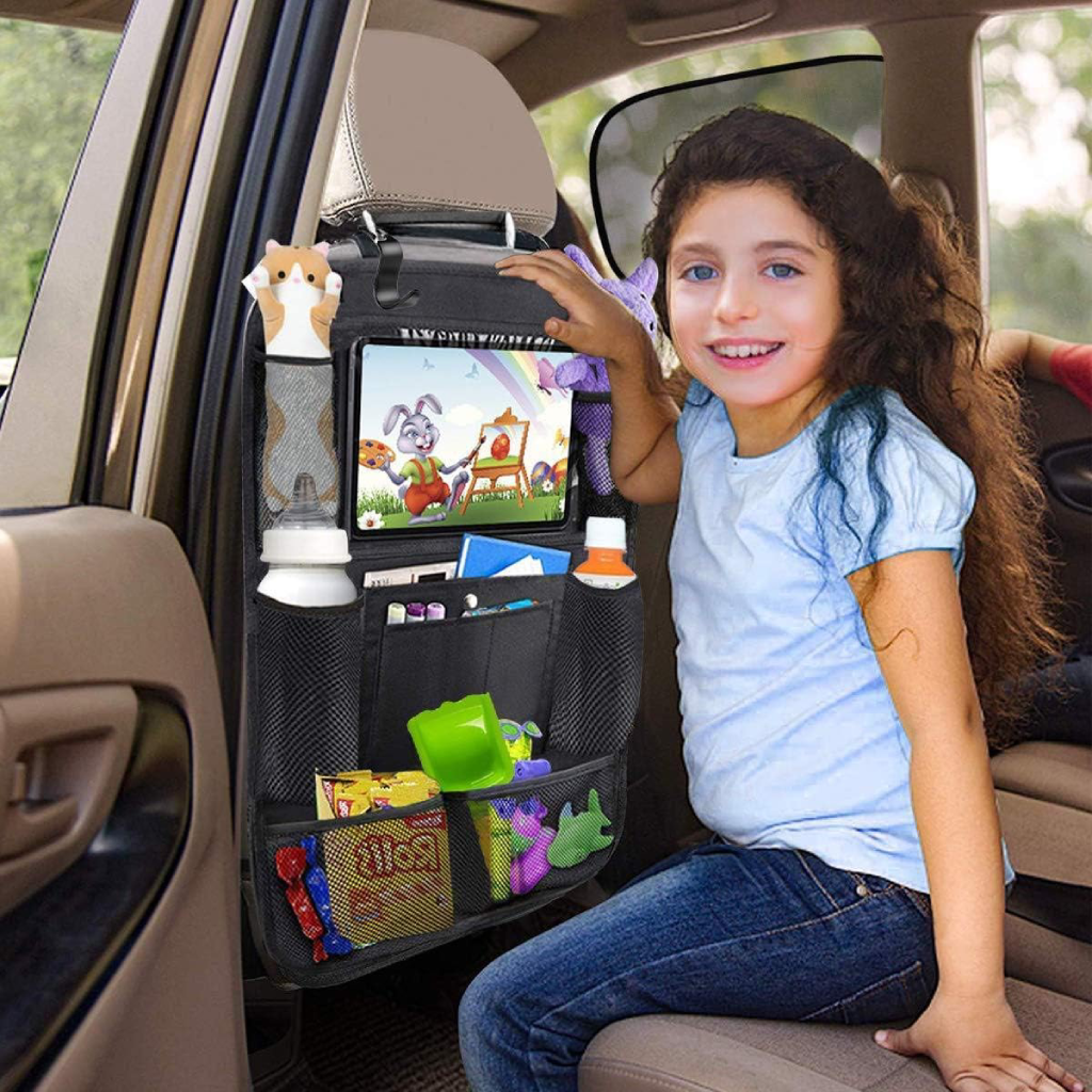 Organisateur de siège de voiture – Support de tablette, multiples poches, couverture de protection
