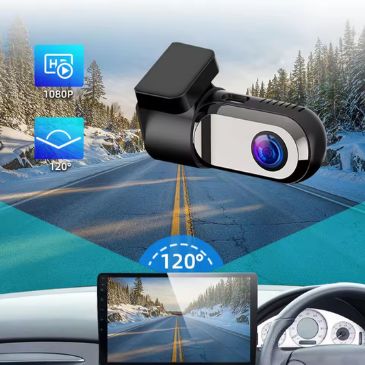 Mini caméra HD de tableau de bord – Enregistreur vidéo pour voiture avec moniteur 24h et connectivité USB/WiFi