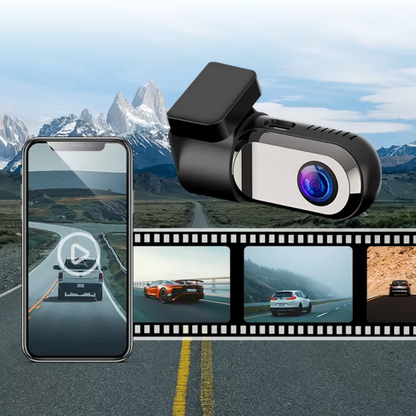 Mini caméra HD de tableau de bord – Enregistreur vidéo pour voiture avec moniteur 24h et connectivité USB/WiFi