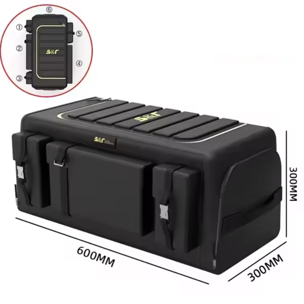 Coffre de rangement avec couvercle – Boîte pliable en tissu Oxford 70 L avec multi-poches