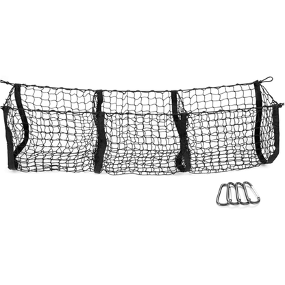 Filet de chargement pour coffre universel – Maille élastique nylon avec 4 poches et crochets